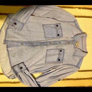 Jones New York Button Up Shirt: size petit small, soft denim